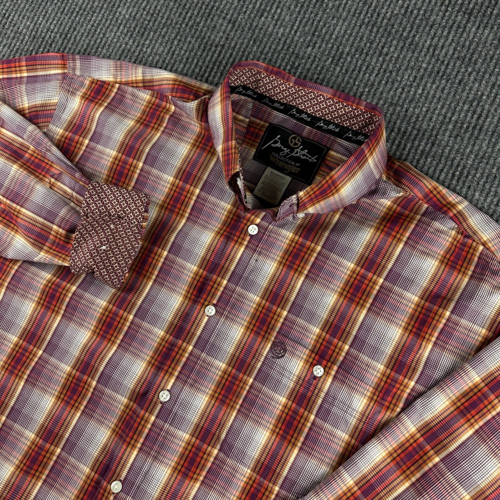 Wrangler George Strait Men XXL Plaid Button Down Cowboy Western Shirt Multicolor